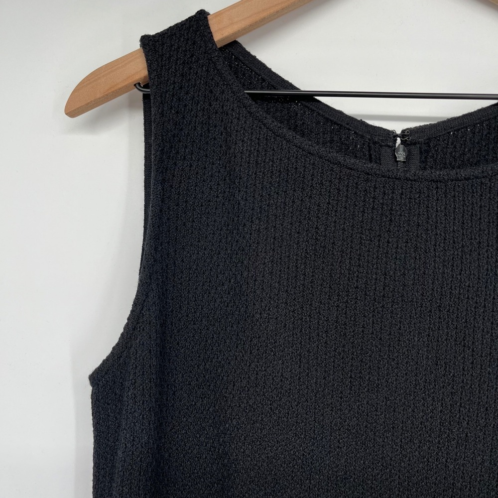 St. John Caviar Dress Women 16 Black Wool Blend Santana Knit Sleeveless Sheath - Picture 3 of 16
